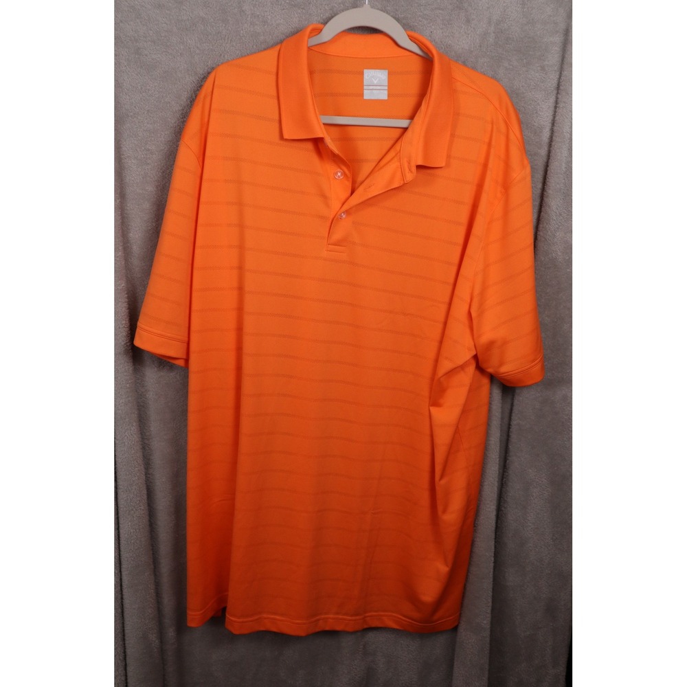 Callaway Opti-Dri Mens XXXL Orange Micro Stripe Short Sleeve Golf Polo Shirt